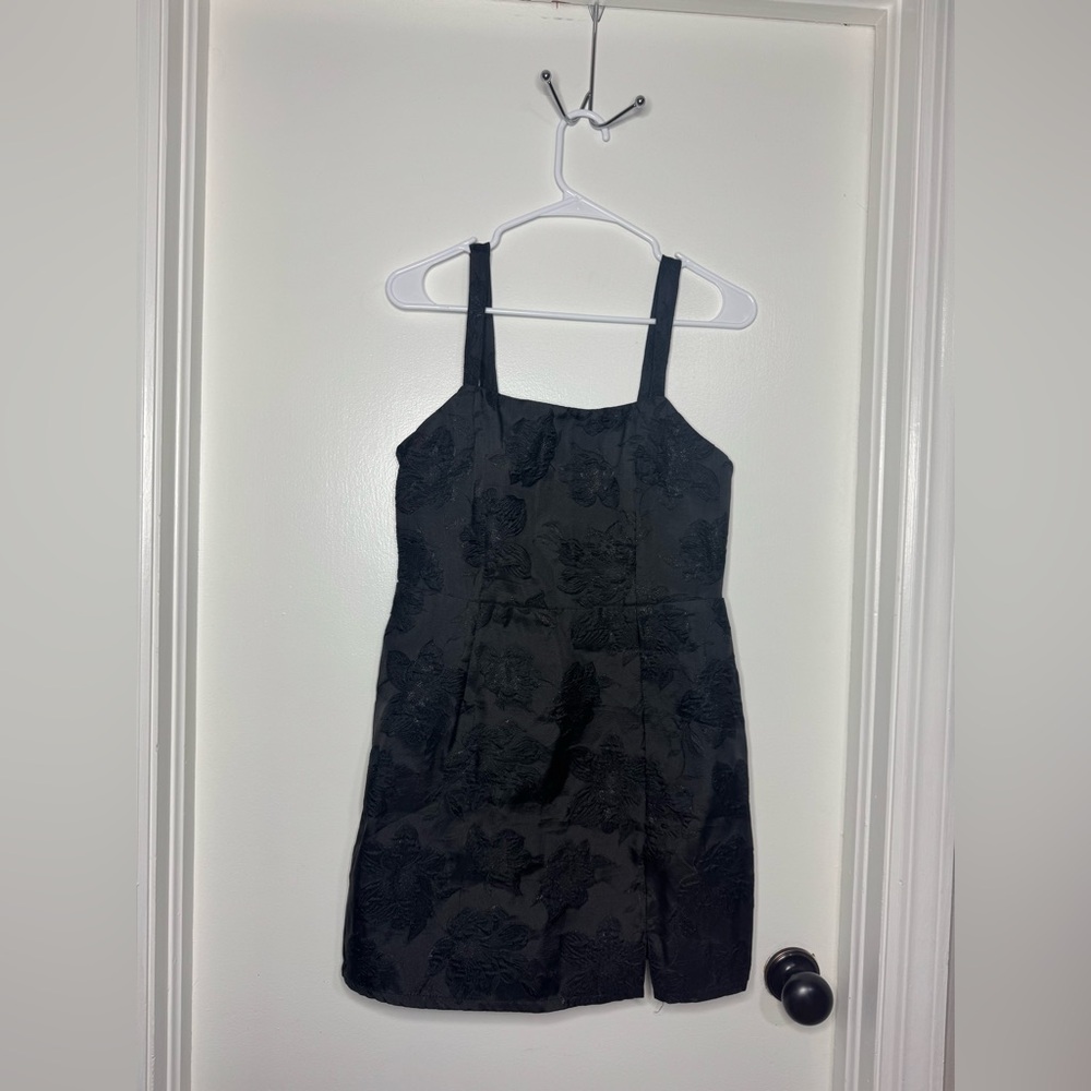 Lulus Black Body Con Mini Slip Dress with Velvet Overlay Size Medium